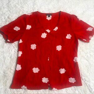Banana Rupublic Red-White Floral Blouse
